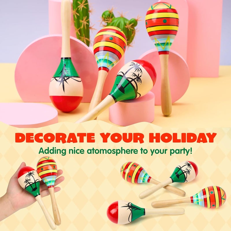 JOYIN 4 قطع ماراكاس خشبية 7.6" للأطفال لعيد Cinco De Mayo، سحر ماراكاس، صانعة ضوضاء خشبية لم favors حفلات فيستا المكسيكية، حفلات موسيقية ممتعة، حفلات لواو، كرنفالات، حدث تاكو الثلاثاء - Image 5